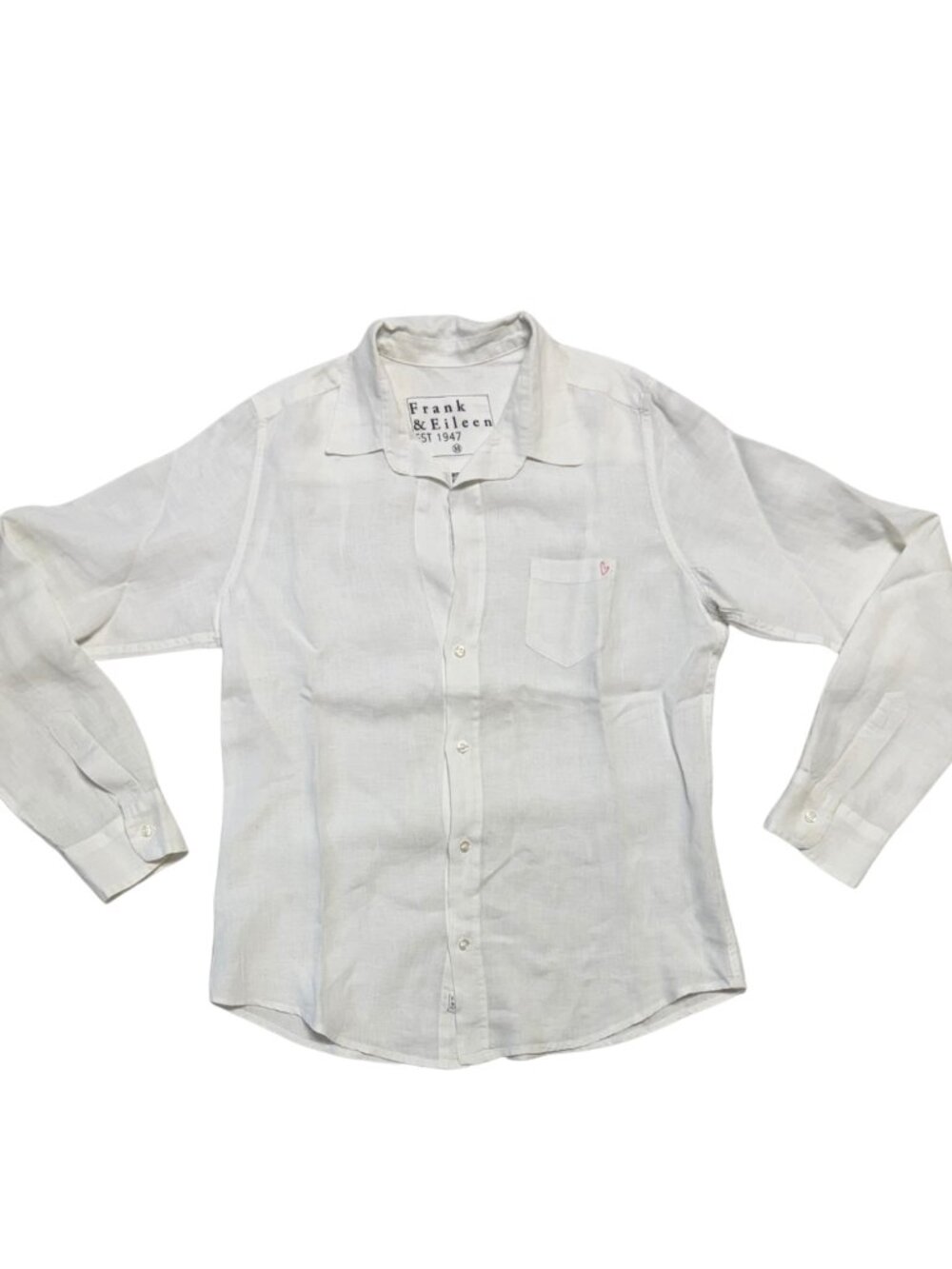 Frank & Eileen Limited Edition Heart Pocket Button Up in White Italian Linen Med